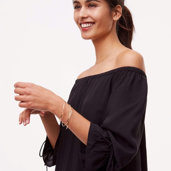 Loft off the shoulder tie cuff dress - Picture 3 of 7